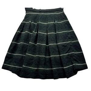 Leilian Skirt Pleats 9 Green Black Plaid 100% Wool Lined Japan A-Line Mid Length